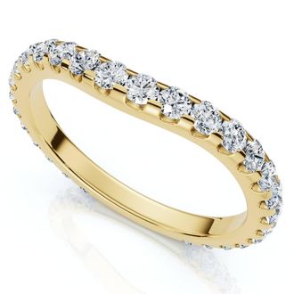 Pompeii3 5/8Ct Curved Diamond Wedding Anniversary Matching Band 14k Gold Ring Lab Grown