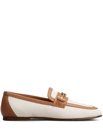 Tod's two-tone chain loafers - women - Cotton/CALFSKIN/Leather/Leather - 39 - Neutrals
