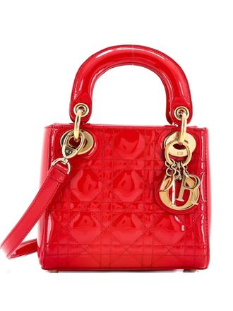 Dior Lady Dior Bag Cannage Quilt Patent Mini satchel - Rood