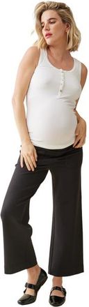 Ingrid & Isabel Wide Leg Ankle Maternity Pant in Black Onyx at Nordstrom, Size X-Large