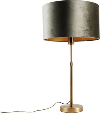 QAZQA Table Lamp Bronze with Velvet Shade Green 35cm - Parte