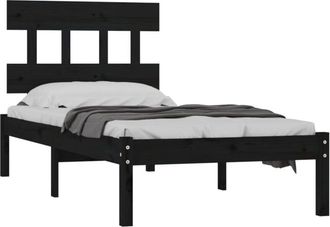 vidaXL Estructura De Cama Madera Maciza Individual Negra 75x190 Cm Vidaxl