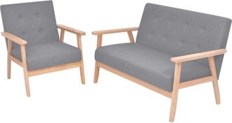 vidaXL Conjunto De Sof&aacute;s 2 Piezas Tela Gris Claro Vidaxl
