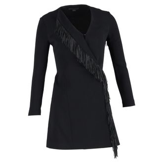 Alexander Wang Fringe Wrap Mini Dress in Black Viscose