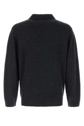 Le Kasha Mens Midnight Blue Cashmere Gibson Sweater Exterior: Maglieria