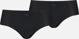Puma Womens 2-Pack Microfibre Seamless Mid-Rise Hipster Briefs, Black - Black/Black - Size: 10