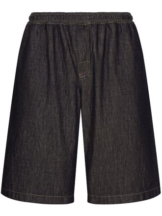 Dolce & Gabbana logo-plaque denim track shorts - Black