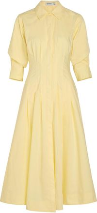 Jonathan Simkhai Jazz Pintucked Cotton-blend Poplin Midi Shirt Dress - Yellow - S (UK8-10 / S)