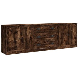 vidaXL Aparadores 3 Piezas Madera Contrachapada Roble Ahumado Vidaxl