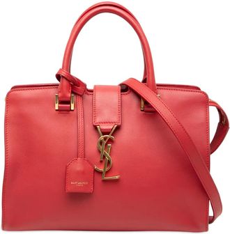 Saint Laurent Borsa a tracolla Baby Downtown Cabas in pelle con monogramma 2017 - Rosso