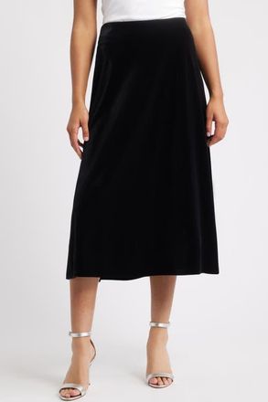 Anne Klein Bias Cut Pull-On Midi Skirt in Anne Black at Nordstrom, Size X-Large P