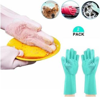 Trade Shop Trade Shop - Guanti Lava Piatti Glove Silicone Spugna Spazzola Lavaggio Auto Casa