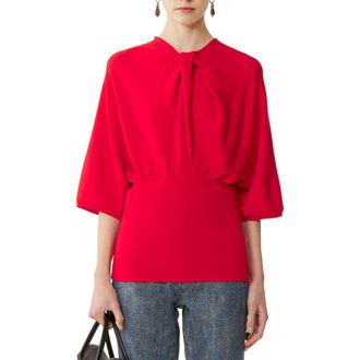Lanvin Merino Wool Sweater With Bow Detail in Poppy Red at Nordstrom, Size X-Small