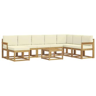 vidaXL Conjunto De Sof&aacute;s De Exterior Con Coj&iacute;n 9 Pcs Blanco Y Crema Vidaxl