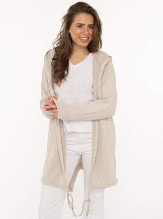 Zwillingsherz Jerseymantel ZWILLINGSHERZ Positive Mind, Damen, Gr. L/XL, light beige, Jersey, Obermaterial: 70% Baumwolle, 30% Polyester, unifarben, comfort fit h&uuml;f
