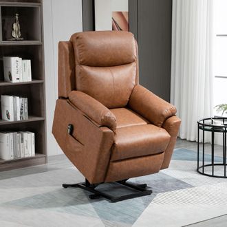 HOMCOM Power Lift Chair Electric Riser Recliner with Remote Control in Brown