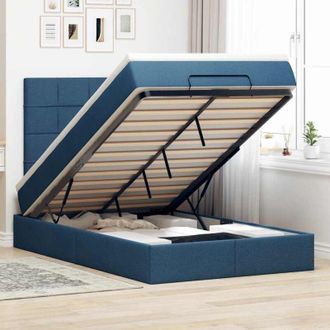 vidaXL Estructura De Cama Otomana Colch&oacute;n Tela Azul 120x190 Cm Vidaxl