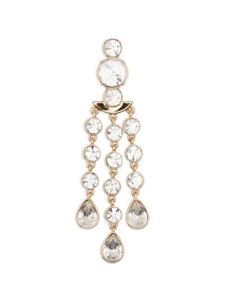 Self Portrait Gold Crystal Tiered Droplet Earrings