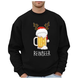 Generic Mens Christmas Beer Glass Themed Casual Style Hoodless Sweatshirt Oversized Cropped Sweatshirts Men Black