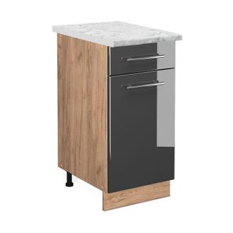 Vicco Mueble Bajo De Cocina Fame-line, Antracita Alto Brillo, 40 Cm, Et M&aacute;rmol