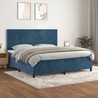 vidaXL Cama Box Spring Con Colch&oacute;n Terciopelo Azul Oscuro 200x200 Cm Vidaxl