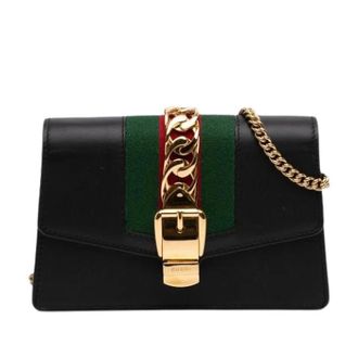Gucci Pre-owned Sylvie - Dames - Vintage Schoudertas - Zwart - ONE Size - Leer - Vintage