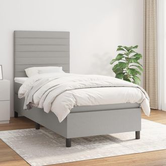 vidaXL Vidaxl - Cama Box Spring Con Colch&oacute;n Tela Gris Claro 100x200 Cm