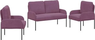 vidaXL Juegos De Sof&aacute;s 3 Uds. Morado Madera Contrachapada Vidaxl