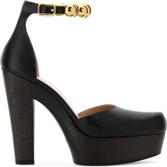 Chlo&eacute; Black Leather Lola Pumps