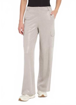 Lyss&eacute; Womens Callie Patent Foil Vegan Suede Cargo Pant In Liquid Soft Taupe