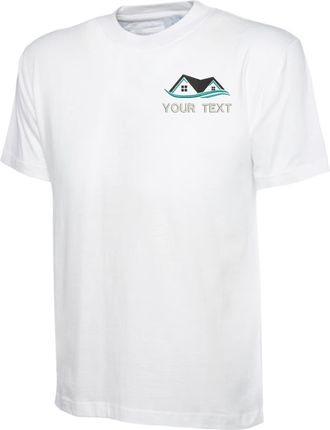 Generic Embroidered Builders Logo Any Name Custom Text T Shirt Workwear top White