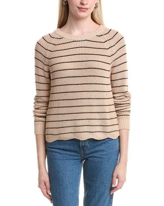 Autumn Cashmere Cotton By Autumn Cashmere Striped Shaker Rib Sweater
