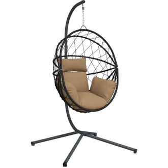 vidaXL Silla Colgante Huevo Con Soporte Tela Y Acero Gris Taupe Vidaxl
