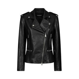 Dondup Jassen, Dames, Zwart, M, Leer, Chiodo Slim Jacket