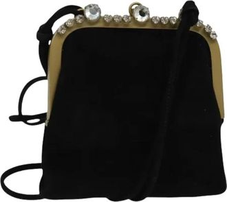Miu Miu Pre-owned Clutches, female, Black, Size: ONE SIZE Pre-owned Suede Shoulder Bag