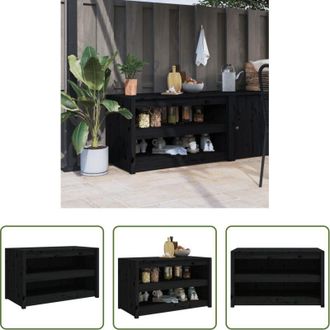 vidaXL Mobile da cucina - Mobile da Cucina da Esterno MEPPEL Nero 106x55x64 cm Legno Massello di Pino