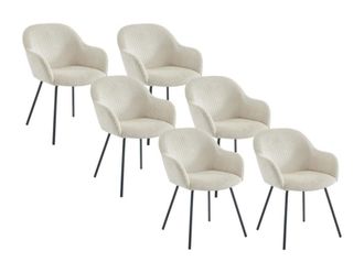 VENTE-UNIQUE.COM Set de 6 sillas terciopelo beige