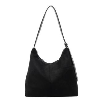 Generic Versatile Crossbody Bags Women Fashion Suede Large Capacity Shoulder Bag Trendy Tote Textured Casual Storage(Black)