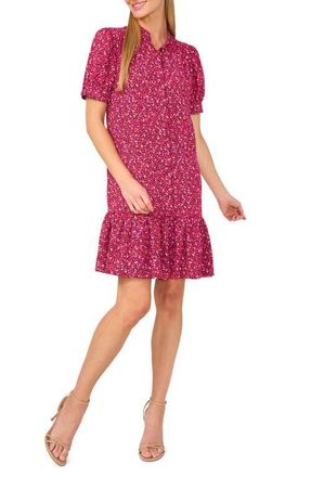 CeCe by Cynthia Steffe Heart Print Ruffle Hem Dress in Rich Black at Nordstrom, Size Medium