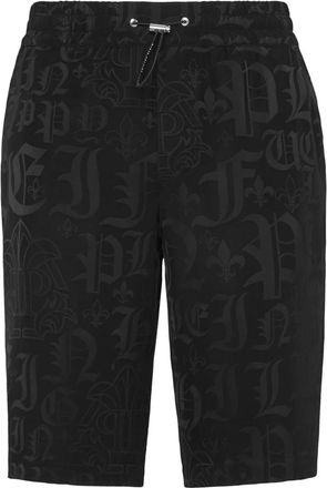 Philipp Plein Jacquard Cool Kid Shorts Monogram - Heren - Korte Broeken - Zwart - 3XL - Korte Broeken
