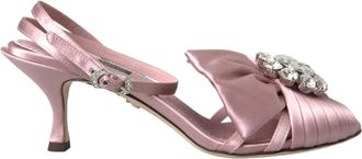 Dolce & Gabbana Womens Bow Embellished Satin Sandals - Coral Silk - Size 36.5 EU/IT