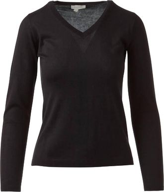 Kinross Cashmere Womens Fitted Vee Top In Black