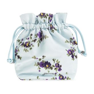 Ganni Bucket Bags, female, Blue, Size: ONE SIZE Pouch in Printed Nylon
