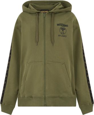 Moschino Hoodies & sweatvesten, Heren, Groen, L, Katoen, Hooded Sweatshirt met Elegante Rits
