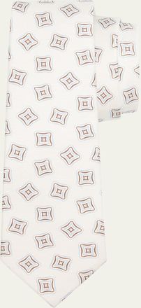 Kiton Mens Geometric Square Silk 7-Fold Tie