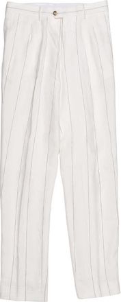 Brunello Cucinelli Off-White Linen Striped Trousers, Brand Size 48 (US Size 32)