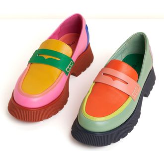 Charlotte Stone Adam Mismatched Lug Sole Penny Loafer in Solimar at Nordstrom, Size 10