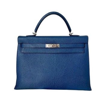 Herm&egrave;s Blue De Malt Sellier Chevre 35 Kelly