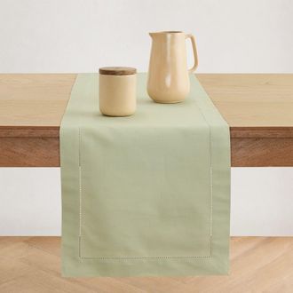 Solino Home Cotton Linen Hemstitch Table Runner for Dining Table, Holiday and Everyday Table Decor in Sage at Nordstrom, Size Xx-Small