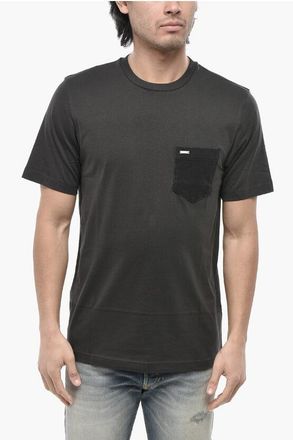 Diesel Solid Crewneck T-Shirt T-JUST-SMALL With Denim Pocket size 3xl